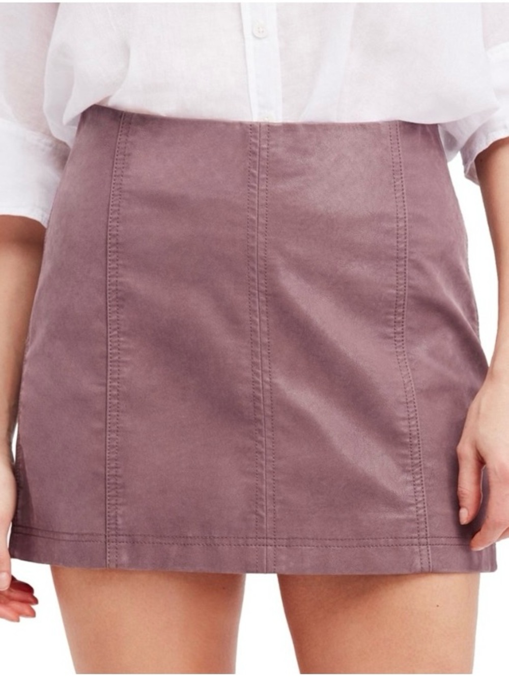 Free People Women’s Mauve Faux-Leather Mini Skirt - Size 6